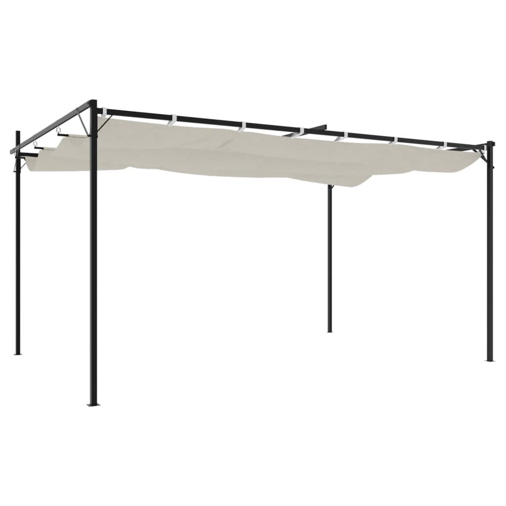 Pergola with Retractable Roof Cream 395x292x230 cm