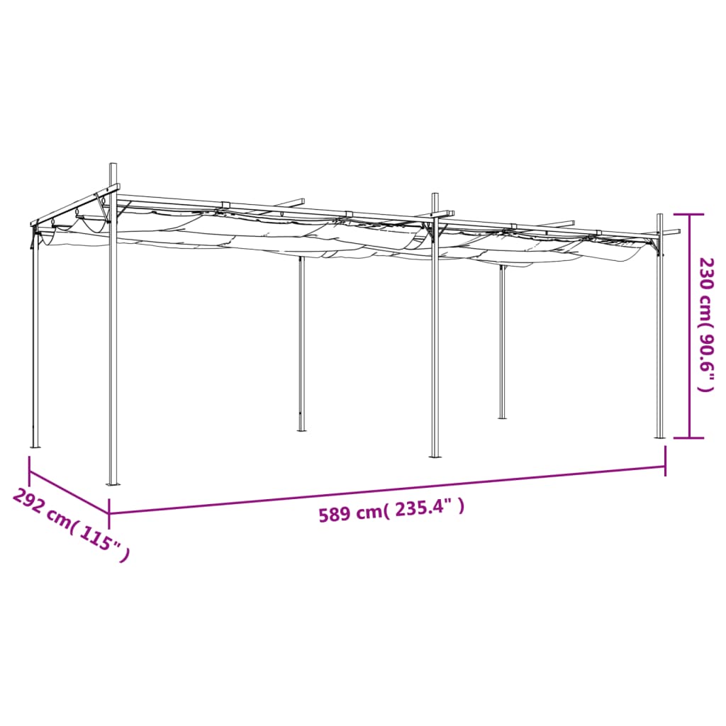 Pergola with Retractable Roof Anthracite 589x292x230 cm