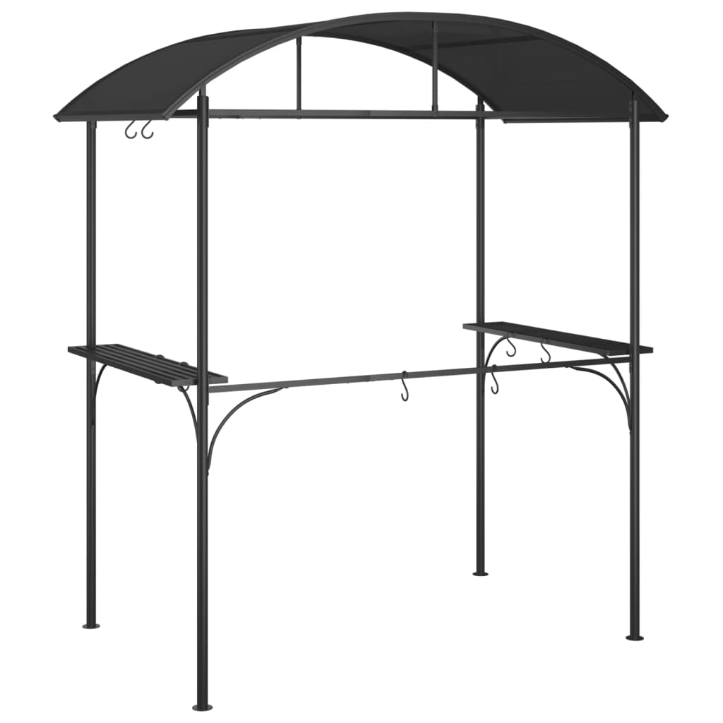 BBQ Gazebo with Side Shelves Anthracite 220x115x230 cm Steel