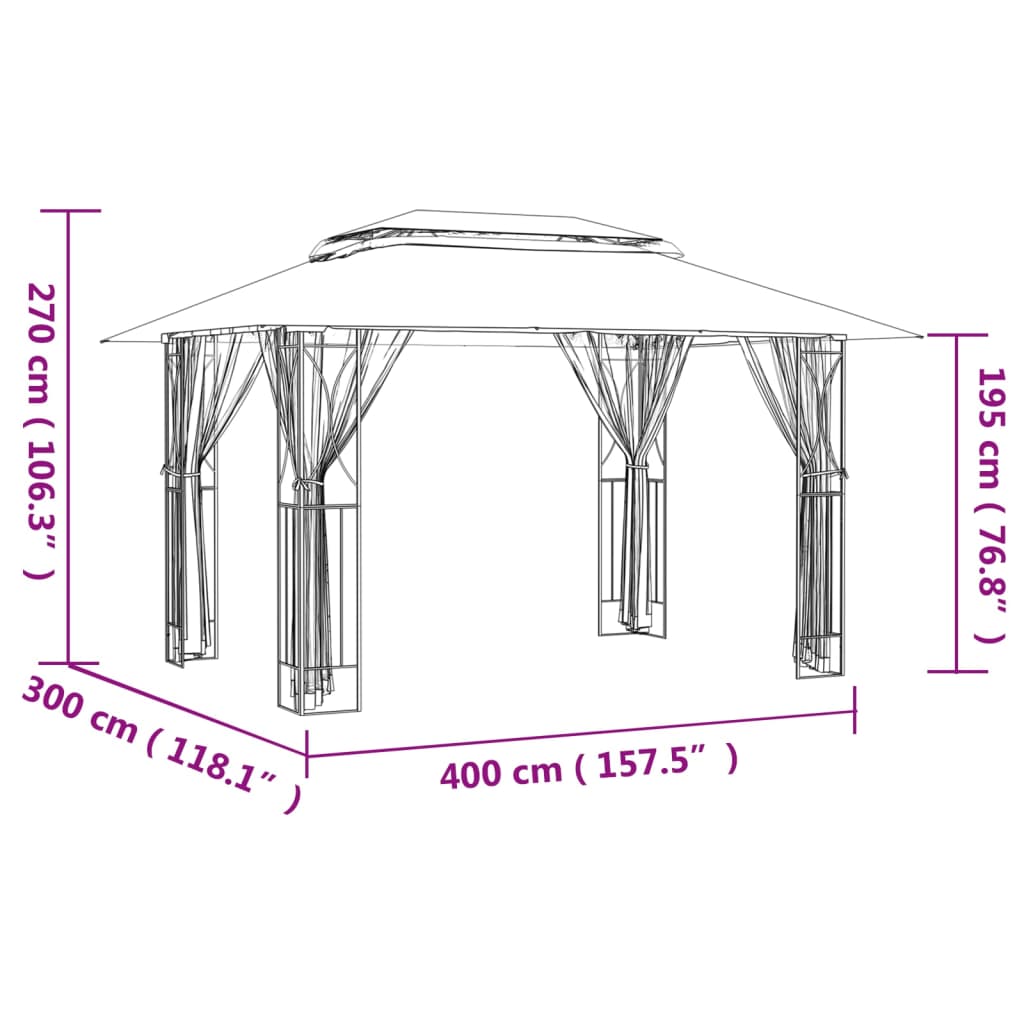 Gazebo with Sidewalls Anthracite 400x300x270 cm Steel