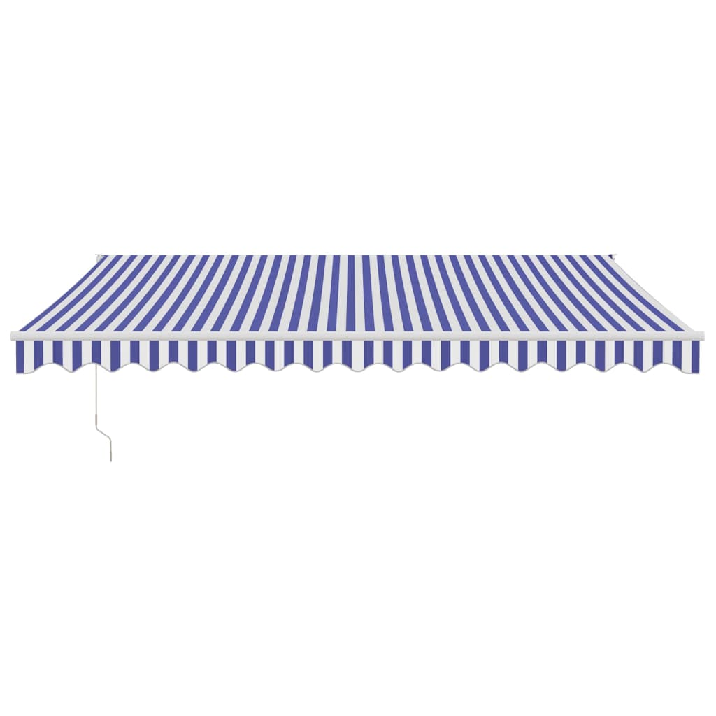 Retractable Awning Blue and White 4.5x3 m Fabric and Aluminium