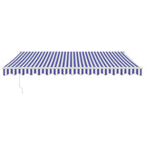 Retractable Awning Blue and White 4.5x3 m Fabric and Aluminium
