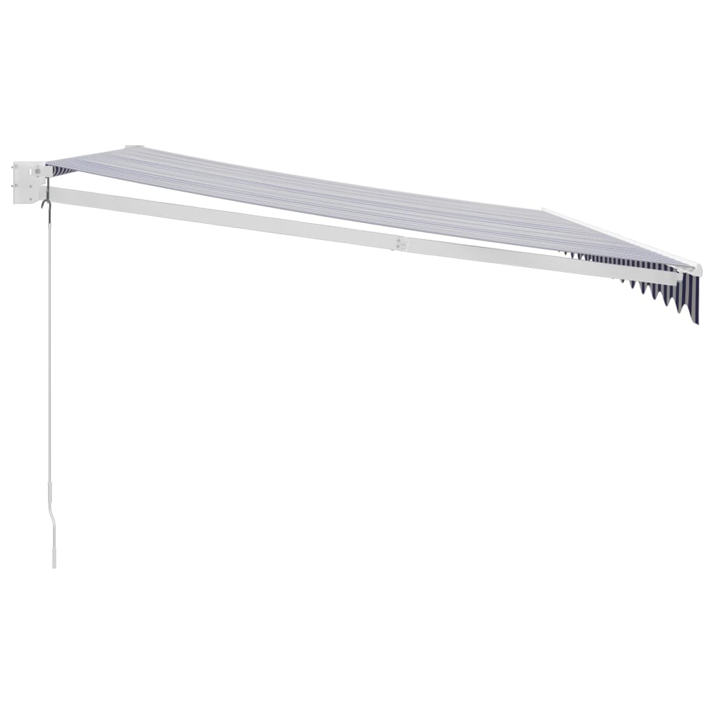 Retractable Awning Blue and White 4.5x3 m Fabric and Aluminium