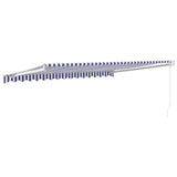 Retractable Awning Blue and White 4.5x3 m Fabric and Aluminium