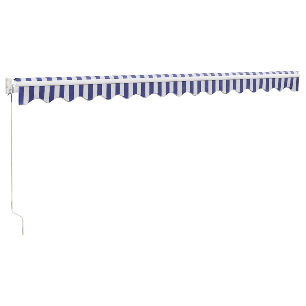 Retractable Awning Blue and White 4.5x3 m Fabric and Aluminium