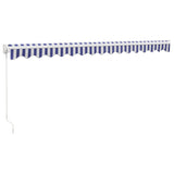 Retractable Awning Blue and White 4.5x3 m Fabric and Aluminium