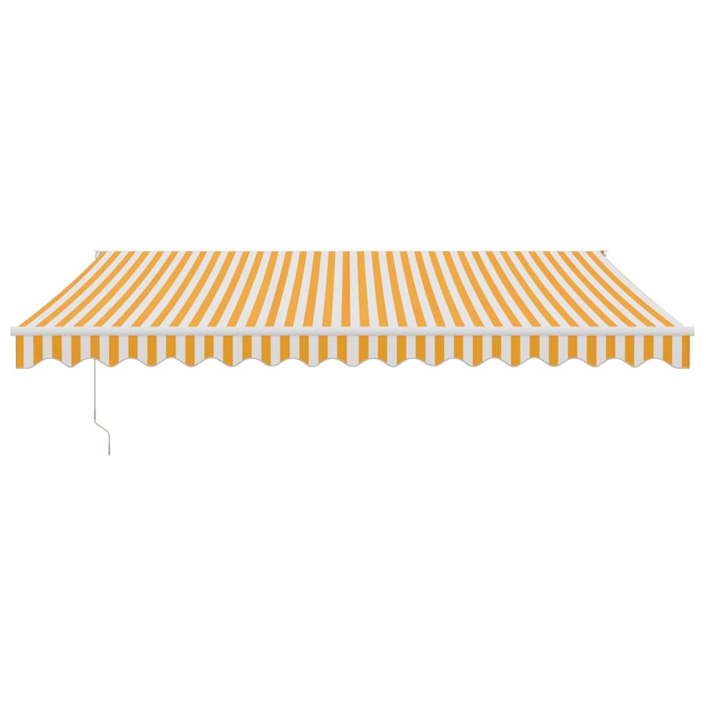 Retractable Awning Yellow and White 4x3 m Fabric and Aluminium
