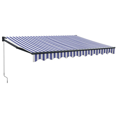 Retractable Awning Blue and White 3.5x2.5 m Fabric and Aluminium