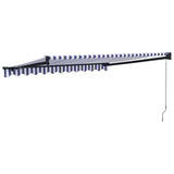 Retractable Awning Blue and White 3.5x2.5 m Fabric and Aluminium