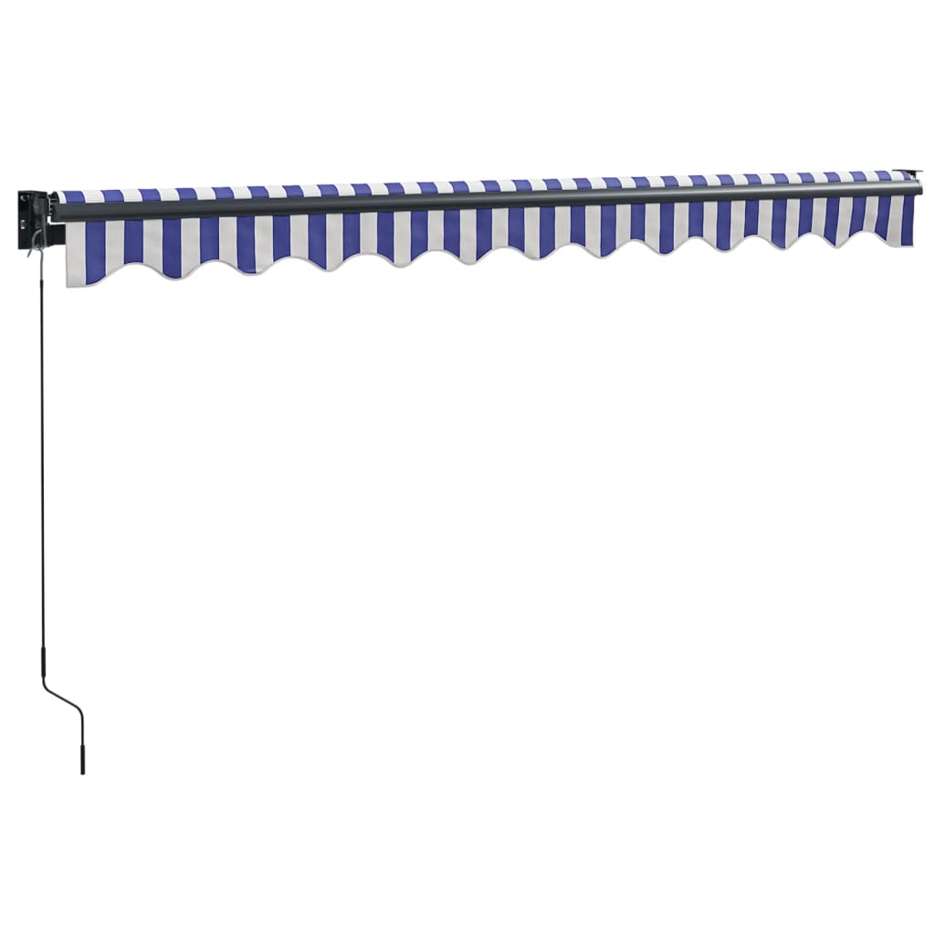 Retractable Awning Blue and White 3.5x2.5 m Fabric and Aluminium