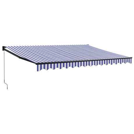 Retractable Awning Blue and White 4.5x3 m Fabric and Aluminium
