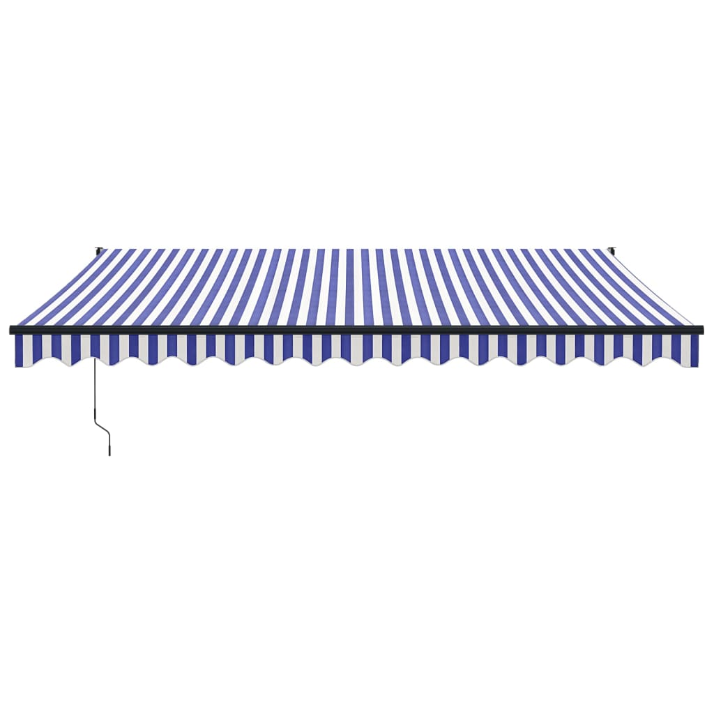 Retractable Awning Blue and White 4.5x3 m Fabric and Aluminium