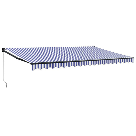 Retractable Awning Blue and White 5x3 m Fabric and Aluminium