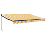 Retractable Awning Yellow and White 3x2.5 m Fabric and Aluminium