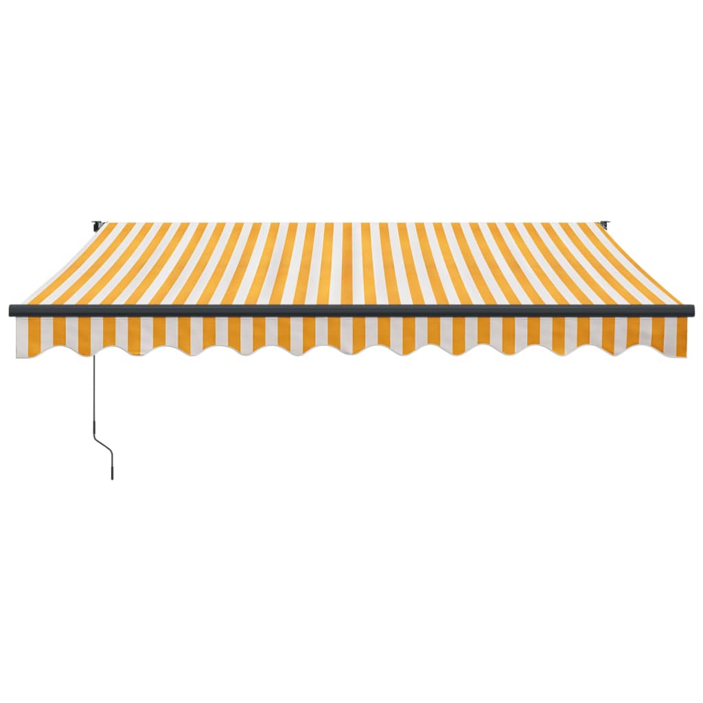 Retractable Awning Yellow and White 3x2.5 m Fabric and Aluminium