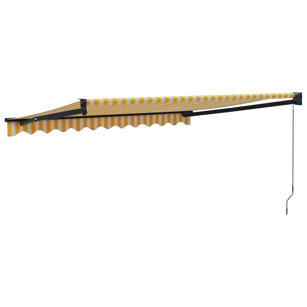 Retractable Awning Yellow and White 3x2.5 m Fabric and Aluminium