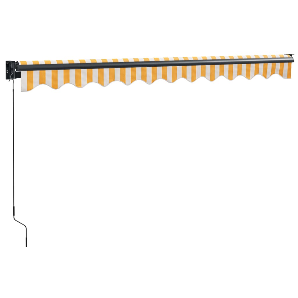Retractable Awning Yellow and White 3x2.5 m Fabric and Aluminium