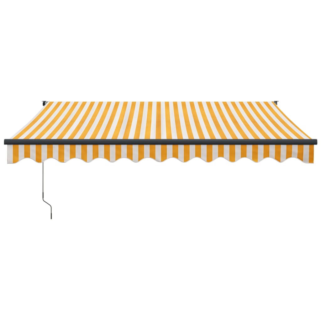 Retractable Awning Yellow and White 3.5x2.5 m Fabric and Aluminium