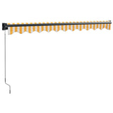 Retractable Awning Yellow and White 3.5x2.5 m Fabric and Aluminium