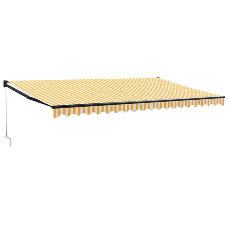 Retractable Awning Yellow and White 5x3 m Fabric and Aluminium
