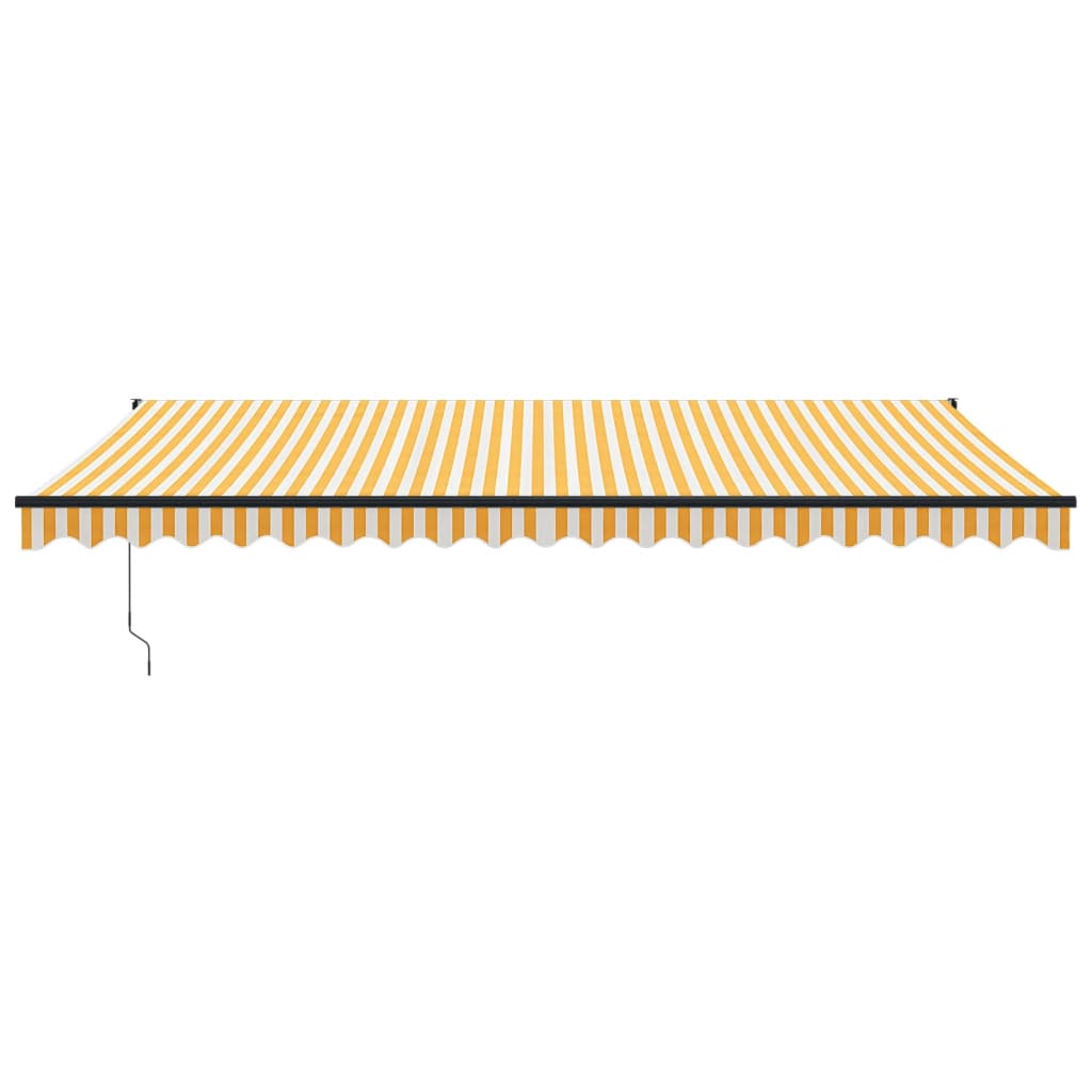 Retractable Awning Yellow and White 5x3 m Fabric and Aluminium
