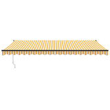Retractable Awning Yellow and White 5x3 m Fabric and Aluminium