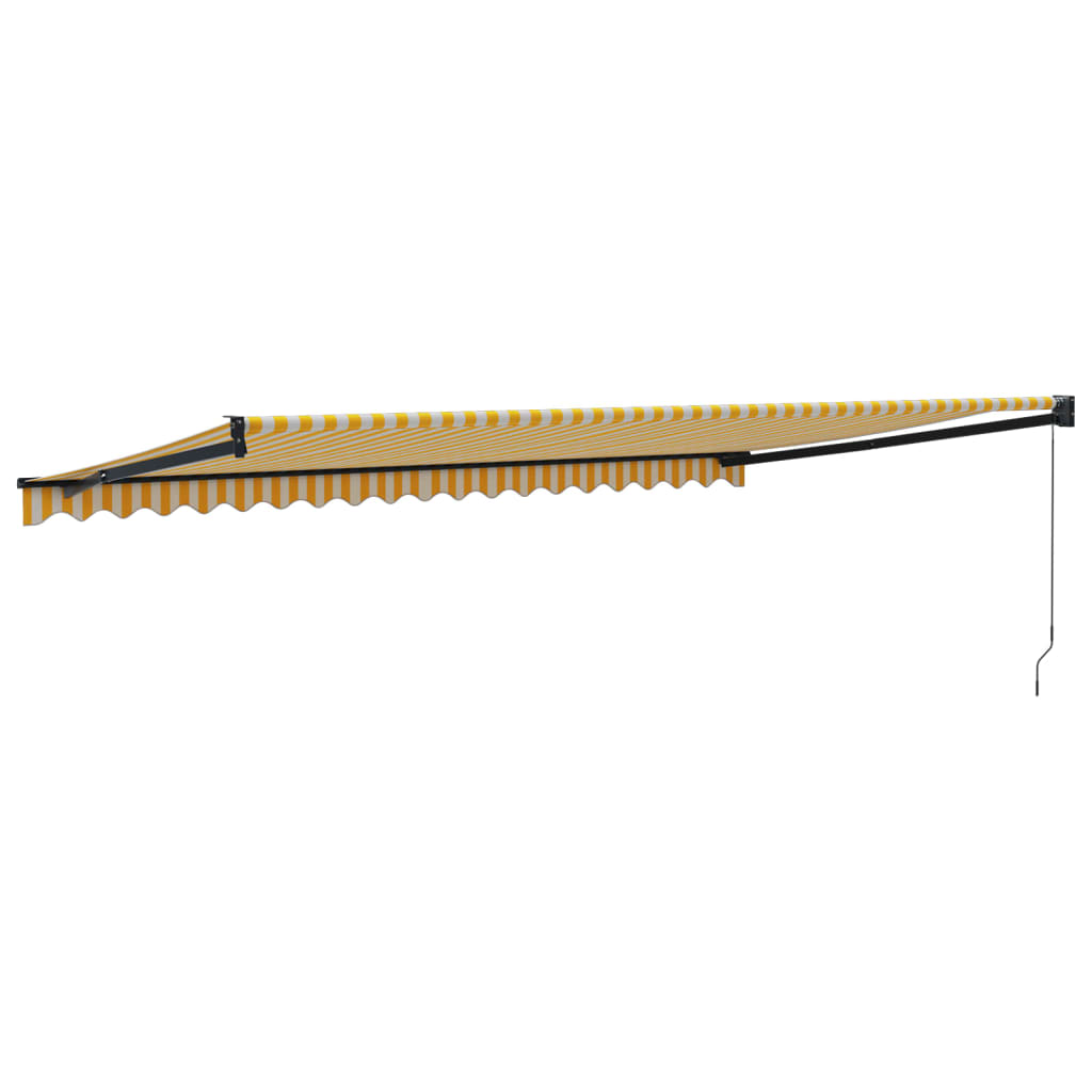 Retractable Awning Yellow and White 5x3 m Fabric and Aluminium