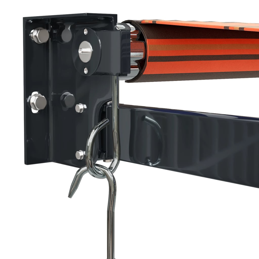 Retractable Awning Orange and Brown 3x2.5 m Fabric and Aluminium