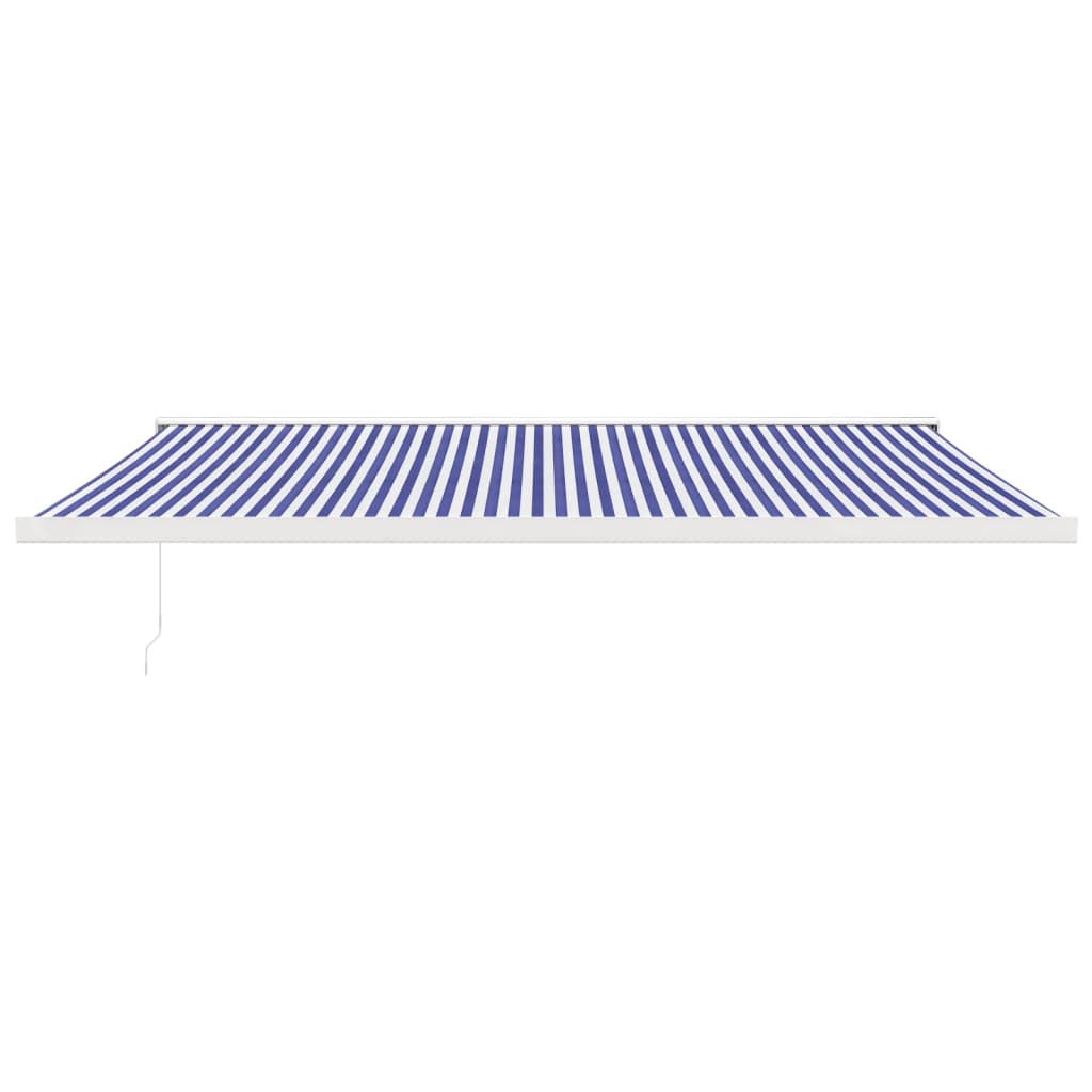 vidaXL Retractable Awning Blue and White 5x3 m Fabric and Aluminium
