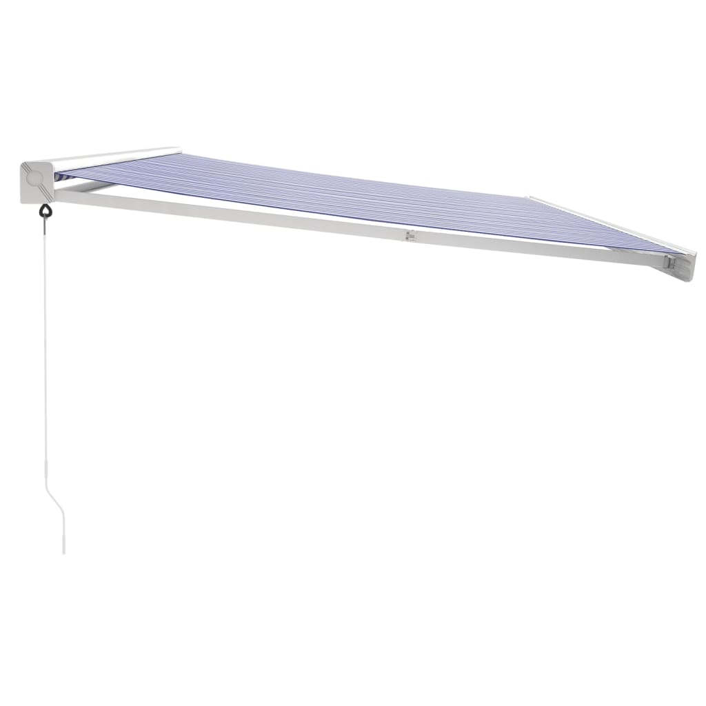 vidaXL Retractable Awning Blue and White 5x3 m Fabric and Aluminium