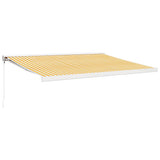 Retractable Awning Yellow and White 4x3 m Fabric and Aluminium