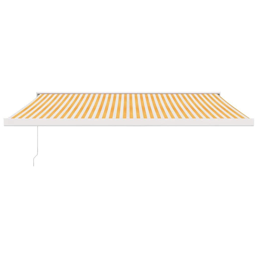 Retractable Awning Yellow and White 4x3 m Fabric and Aluminium