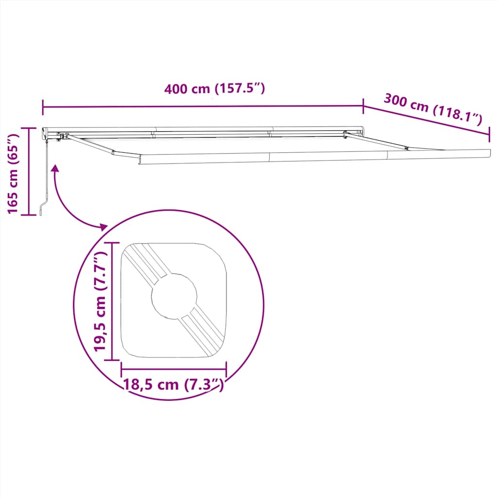 Retractable Awning Blue and White 4x3 m Fabric and Aluminium