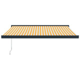 Retractable Awning Yellow and White 3.5x2.5 m Fabric and Aluminium