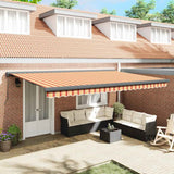 Retractable Awning Yellow and White 5x3 m Fabric and Aluminium