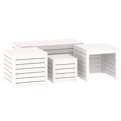 4 Piece Garden Box Set White Solid Wood Pine