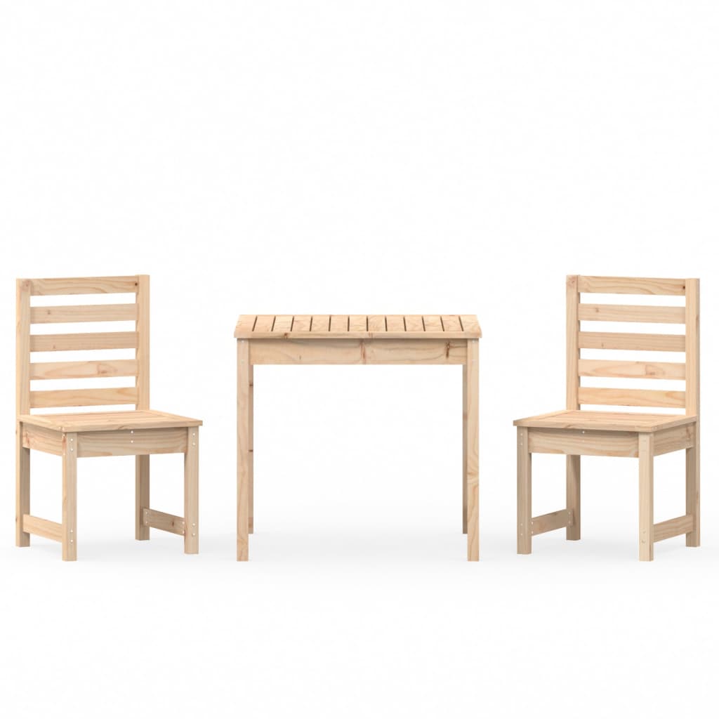 3 Piece Garden Bistro Set Solid Wood Pine