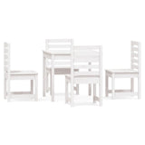 5 Piece Garden Dining Set White Solid Wood Pine
