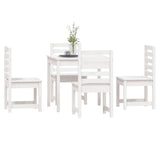 5 Piece Garden Dining Set White Solid Wood Pine