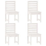 5 Piece Garden Dining Set White Solid Wood Pine