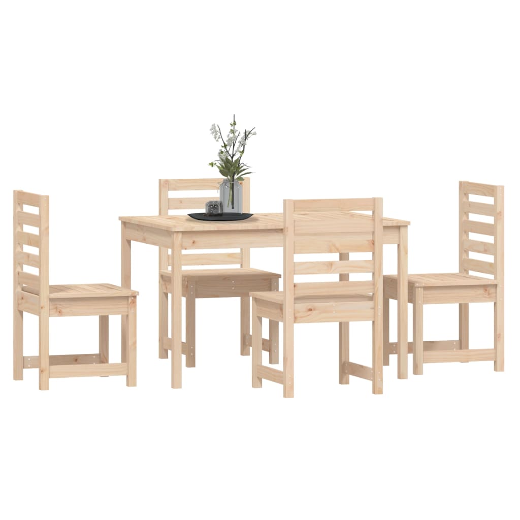 5 Piece Garden Dining Set Solid Wood Pine