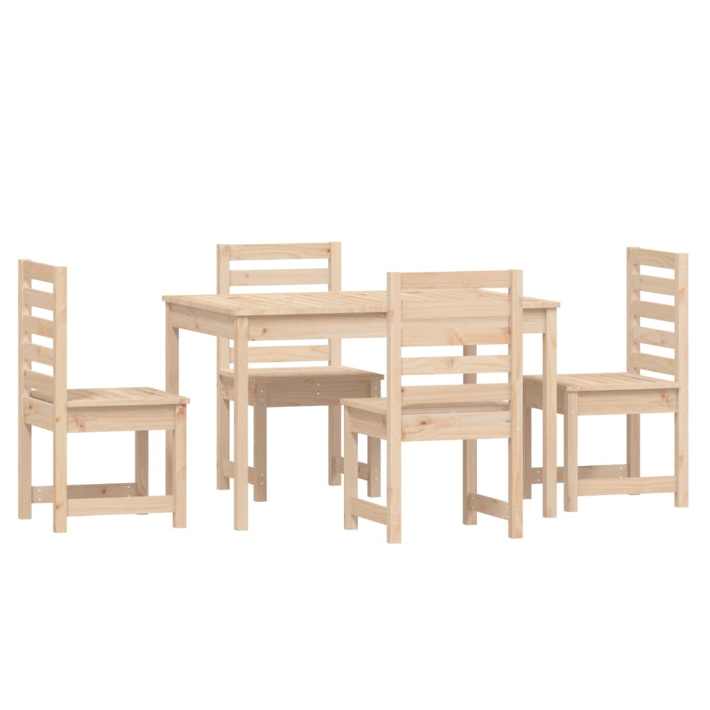 5 Piece Garden Dining Set Solid Wood Pine