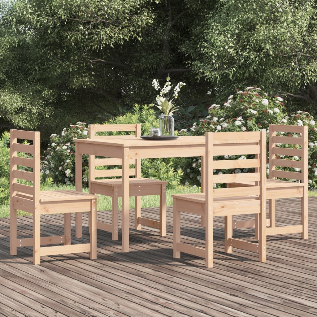 5 Piece Garden Dining Set Solid Wood Pine