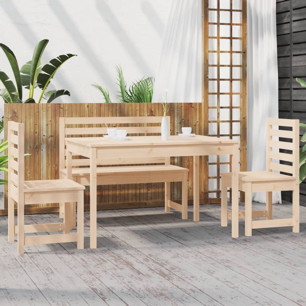 4 Piece Garden Dining Set Solid Wood Pine