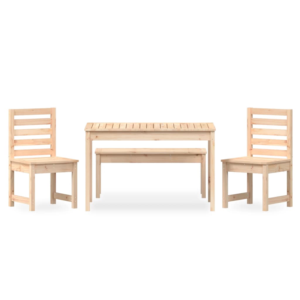 4 Piece Garden Dining Set Solid Wood Pine