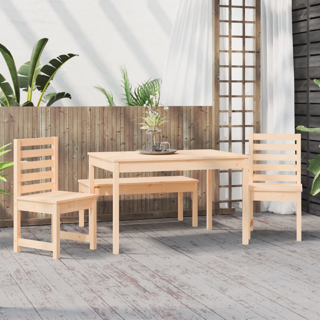 4 Piece Garden Dining Set Solid Wood Pine