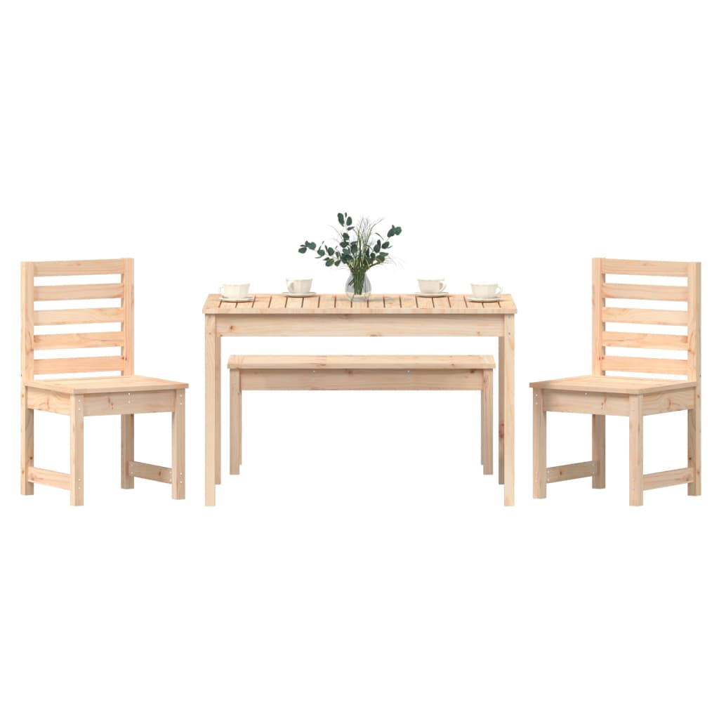 4 Piece Garden Dining Set Solid Wood Pine