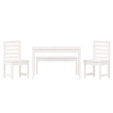 4 Piece Garden Dining Set White Solid Wood Pine