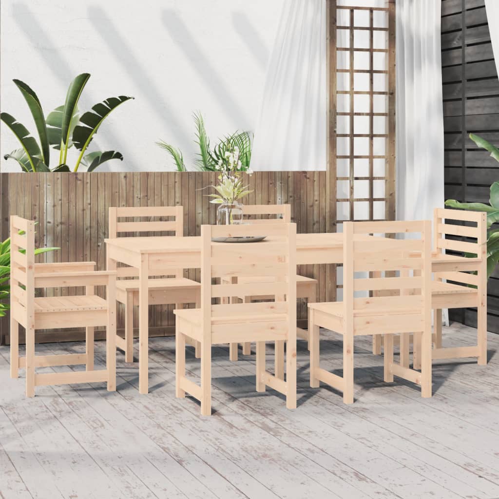 7 Piece Garden Dining Set Solid Wood Pine