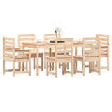 7 Piece Garden Dining Set Solid Wood Pine